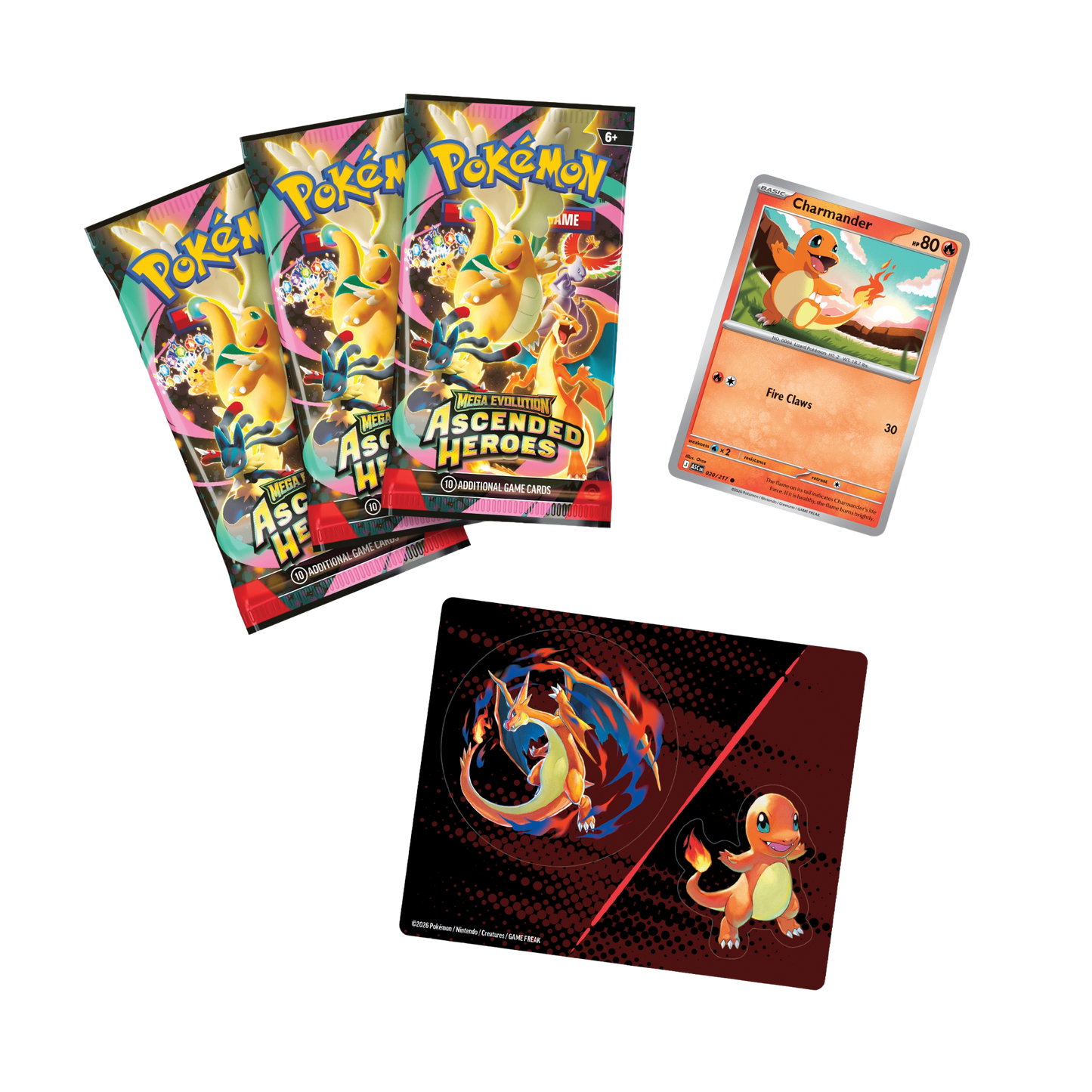 Pokemon Ascended Heroes 3-Pack Sticker Blister Charmander (FR)