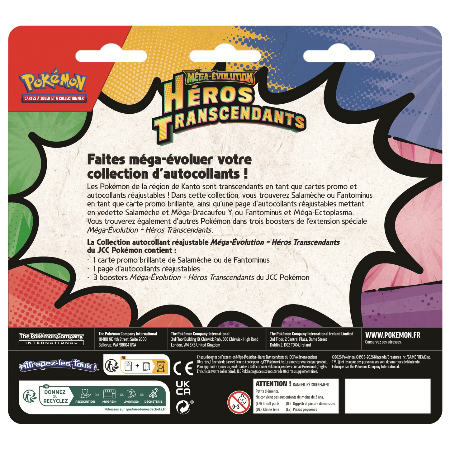 Pokemon Ascended Heroes 3-Pack Sticker Blister Gastly (FR)