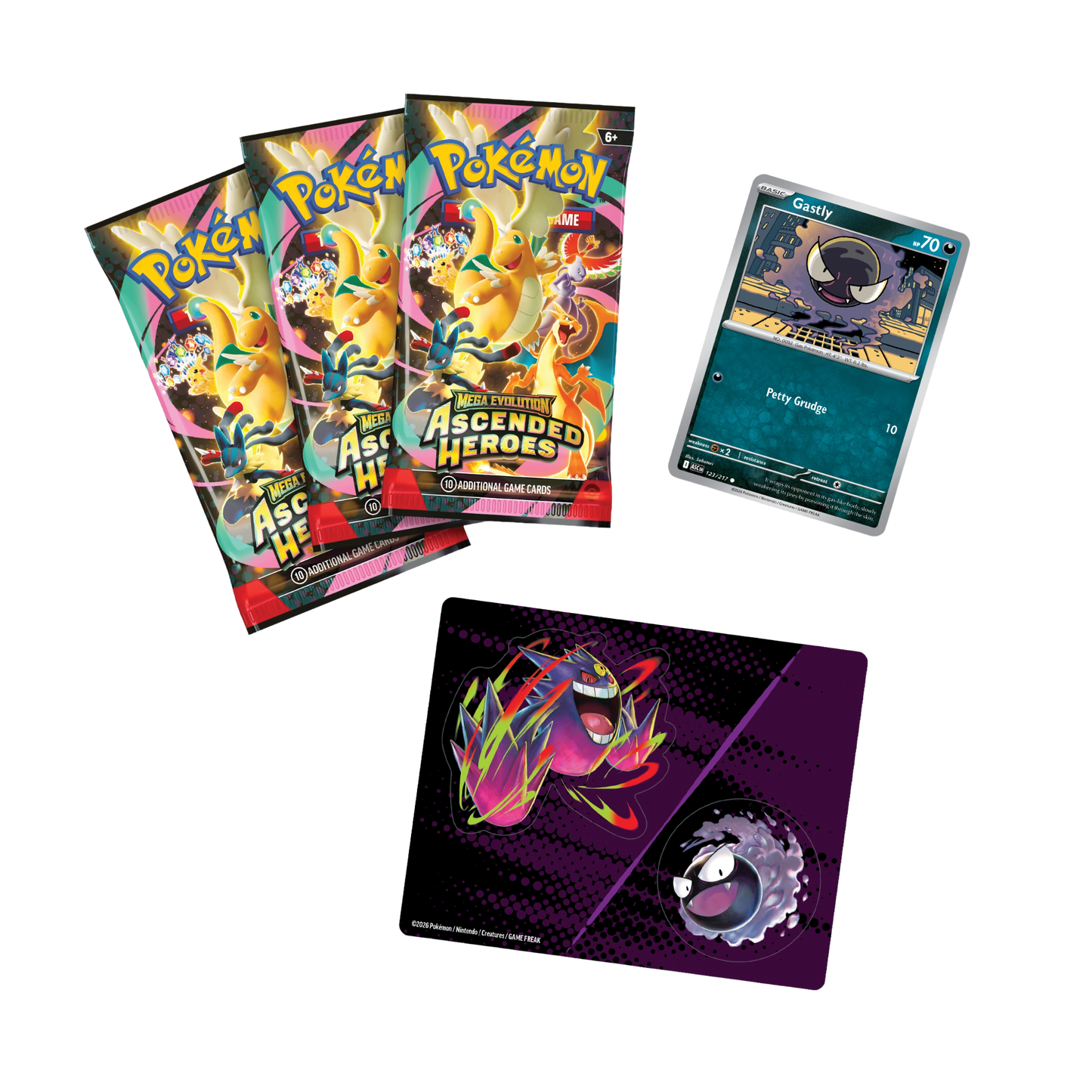 Pokemon Ascended Heroes 3-Pack Sticker Blister Gastly (FR)