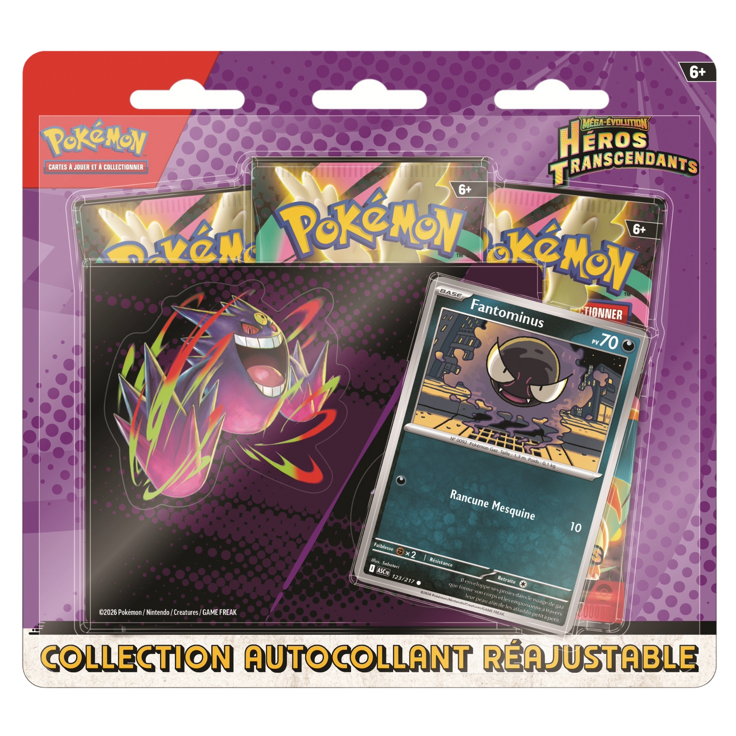 Pokemon Ascended Heroes 3-Pack Sticker Blister Gastly (FR)